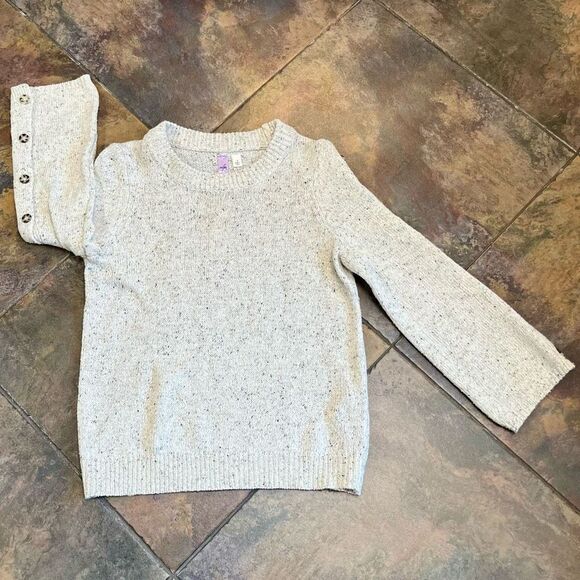 NWT Francesca’s Alya Heather Oat Crew Neck Sweater Button Sleeves Small - Picture 9 of 11